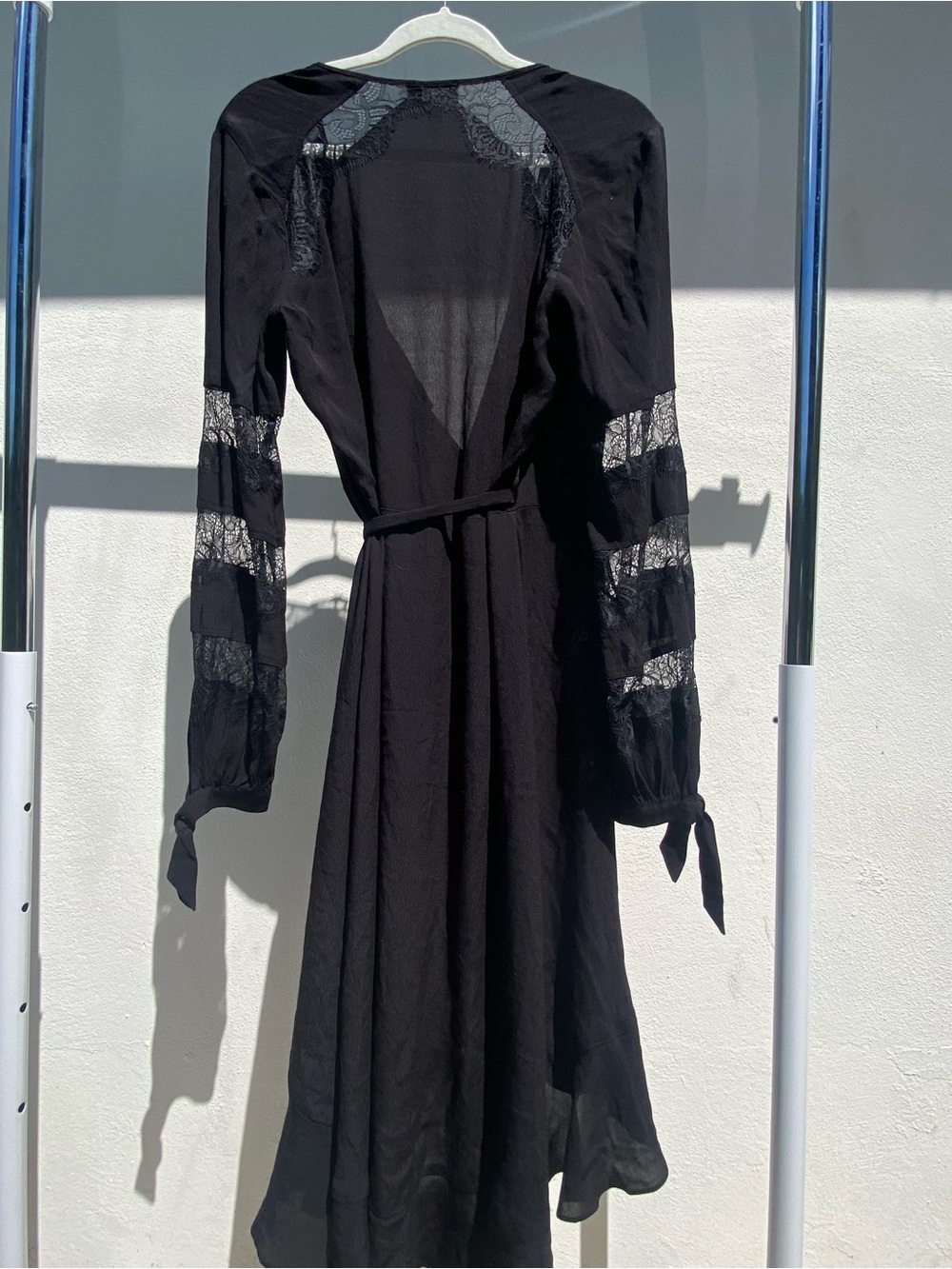 Hale Bob Whimsygoth Black LaceWrap Midi Dress Size Medium - Picture 12 of 13